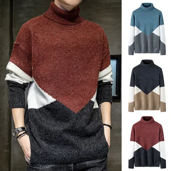Есенно - зимния пуловер, мъжки пуловер с висока воротом, корейската версия на младежки пуловери, без Тенденция на личността, на тенденциите, пуловери