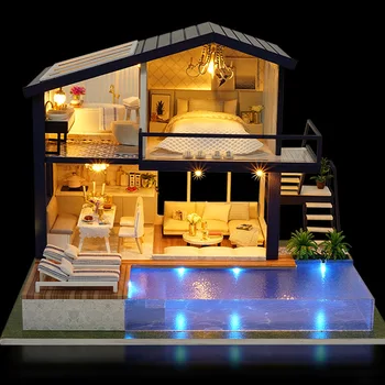 Ръчно Творческа Сглобяване на Модели на smart home нов DIY house time апартамент голямата куклена къща, вила
