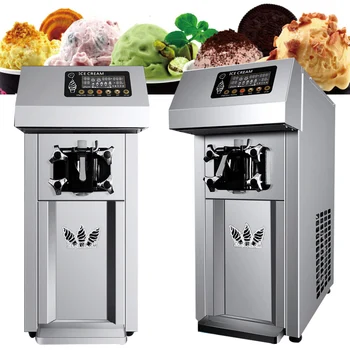 Търговски настолна цифрова машина за мек сладолед, малка машина за сладолед с един вкус от неръждаема стомана, машина за сладолед със замразено сладолед