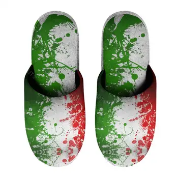 Флаг на Италия (9) Топли Памучни чехли За мъже и Жени На дебела подметка, Нескользящая Космати Обувки, Домашни Чехли, Сандали