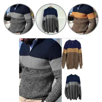 Пуловер Пуловер Цветен Блок Популярен Директен Топъл Пуловер С VОбразным Деколте Жилетка