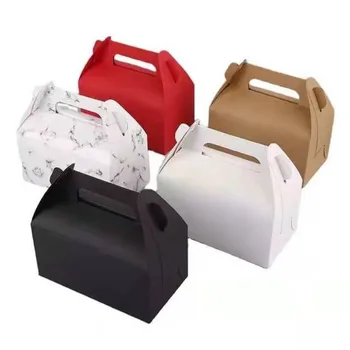 Кутия за Торта на Фурна с Дръжка и Поставяне Рециклира крафт-хартия За вкъщи Опаковки за Храни за Ресторант Подарък Кутия Директен Фабрика