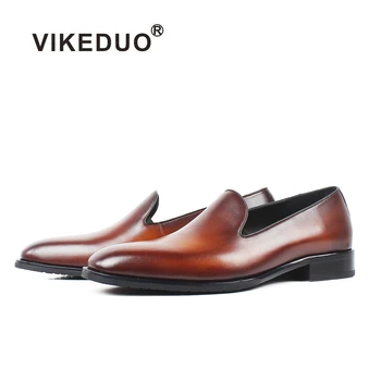 VIKEDUO/летни модни лоферы; мъжки обувки от естествена Кожа; класическа реколта мъжки обувки; Zapatos; сватбени офис обувки; Sapato Hombre