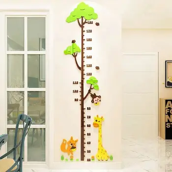 Жираф Дърво, Акрилни Височина Етикети Детска Спалня Карикатура Украсят Стените Етикети 3D Домашно Коридор Височина на Рамката на Вратата Етикети