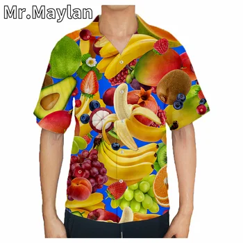 Тропически Плодове 3D Принт Плажната Хавайски Лятна Риза С Къс Ръкав Градинска Риза Оверсайз 5XL Camisa Social Chemise Homme-33