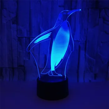 3D лека нощ Пингвин USB Зареждане Докосване на Ключа за Лампата 7 Цветни Детски лека нощ Гореща Директна Доставка Новост Подаръци