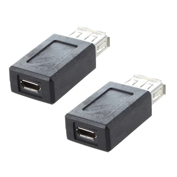 3X Черен USB 2.0 Тип A Жена Към Micro-USB B Женски Адаптер Включете Конвертор