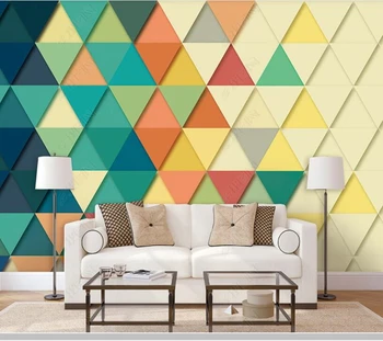 Papel de parede Цветен триъгълник геометрични фигури-модерните 3d тапети стенопис, хол телевизия стени спалня тапети начало декор