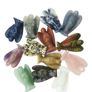 Натурален скъпоценен камък занаяти на кристали и лечебни камъни розов розов кварц рейки ангел за украса на дома