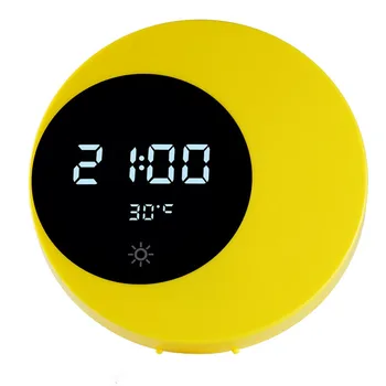 Лека нощ Извити Луната alarm clock Сензорен Превключвател USB Зареждане Атмосфера на Нощно Детска Спалня Часовника на Температурата Дисплей