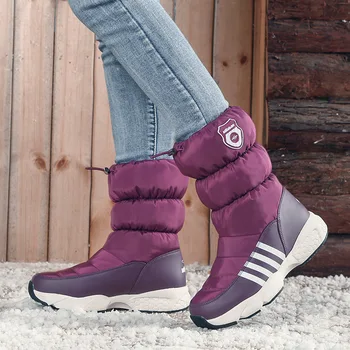 2022 Нови зимни зимни ботуши дамски плюс кадифе топло в тръбата дебели памучни обувки непромокаеми памук ботуши за отдих на открито женски