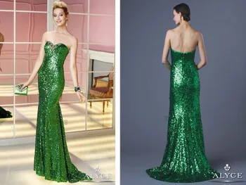 по поръчка скъпа безплатна доставка зелени и дълги рокли за абитуриентски бал с пайети 2015 Нови модни секси празнични вечерни рокли