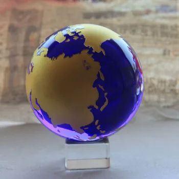 60 мм Crystal Глобален Балон Стъклена Сфера Украса Фигурка за Украса на Дома фън шуй Занаяти Земята Мрамор Подаръци