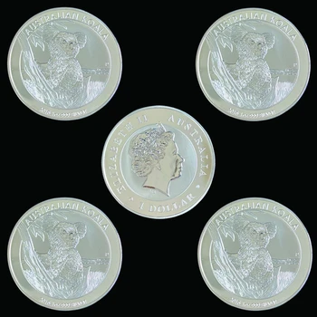 5ШТ 2015 Австралийската Сребърна Монета Коала Сребърна Възпоменателна Елизабет II Коллекционный Подарък