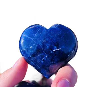 Натурален Содалитовый Камък на Сърцето Фигурка Миниатюри Енергиен Исцеляющий Кристална декор