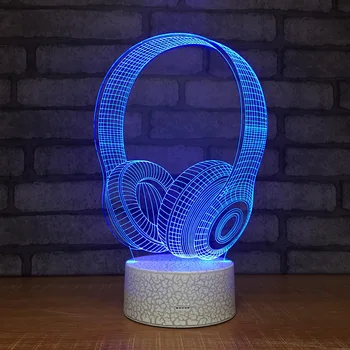 Creative Слушалки 3d Лампа Цветна Градиентный Led нощна светлина Сензорен Пулт за Дистанционно Управление Usb Интелигентна Led 3d 3d осветителни Тела