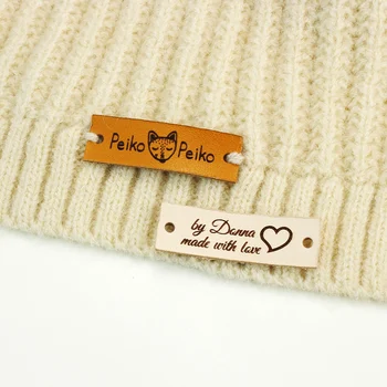 12,5X40 мм, шевни кожена етикет, персонални потребителски лого или текст за капачки, етикети за плетене, етикети за плетене на една кука и етикети за дрехи ръчна изработка