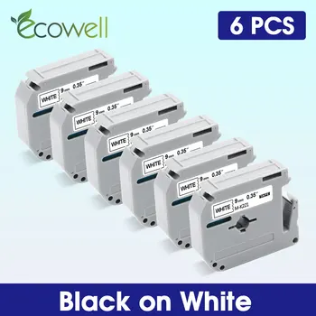 Ecowell 6 бр. Лента за принтер за Етикети MK221 Черно на бяло mk-221 m-k 221 лента за етикети съвместими с Brother P-touch label maker 221