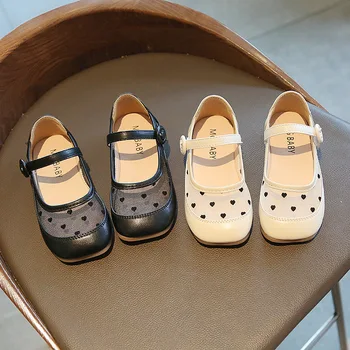 2022 Пролет Нова Мода Вълна Точка на Окото 2022 Малката Принцеса Мери Джейн Обувки Детски Однотонная Бяла Малка Изкуствена Скъпа Обувки с плетене на една Кука и Линия