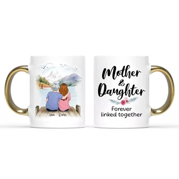 Персонализирана чаша, Чаша за майки и Дъщери, Семеен Подарък, Кафеена Чаша, Подарък за Деня на Майката, Творчески чаша Tazas De Ceramica