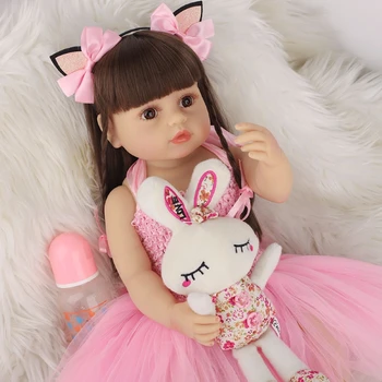55 СМ Кукла Bebe Reborn Бебе-Кукли За Деца, Играчки За Бебета Цялото Тяло Силиконова Кукла Реборн За Момичета С Летни Дрехи, Рокля, Пола