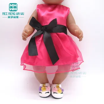 Облекло за кукли, рокля с лък, джинсовое рокля, подходяща за новородени бебета кукли 43 см, аксесоари и подарък за американската момичета