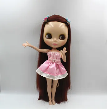Blygirl Blyth кукла Тъмно-червени права коса гола кукла съвместно тялото на 19 съвместни САМ кукла може да промени грим подарък играчка