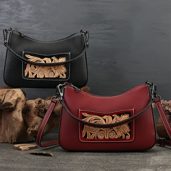 Однотонная Луксозна чанта-тоут, Модни Висококачествена Кожена Дамска Дизайнерска чанта за Равиоли, чанти за Подмишниците, дамска чанта ръчна изработка в стил ретро