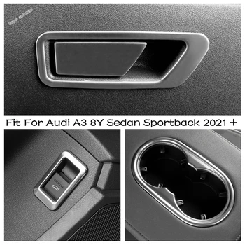 Притежателят на Чаша вода/Дръжка за жабка с Пайети/Задната част на Бутона за Включване на Багажника, Хастар, Подходящи За Audi A3 8Y Седан Sportback 2021 2022