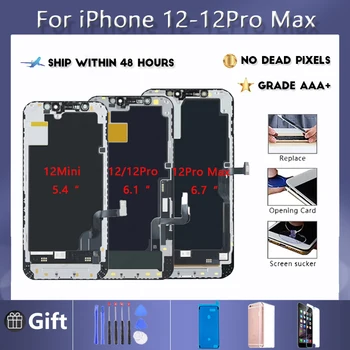 Нов LCD дисплей, без мъртви пиксели за iPhone 12mini 12pro 12 Pro Max сензорен дисплей цифрови компоненти на датчиците