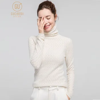 пуловер женски поло женски пуловер дълъг invierno 2019 есен зима плюс размер Коледен бял секси висока яка кухи