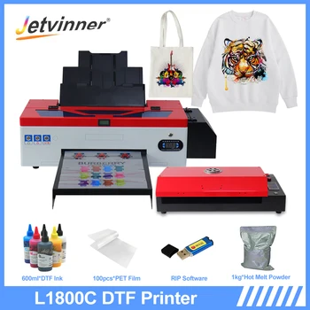 Jetvinner A3 DTF Принтер Теплопередача PET Фолио Тениска Печатна Машина За Epson L1800 R1390 DX5 DTF Трансферния Принтер С Рулоном