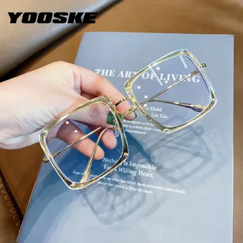 YOOSKE Анти-Синя Светлина Очила Рамки Извънгабаритни Ментални Очила на Жените и Мъжете Рамки За Очила, Очила с Прозрачни стъкла без Рамки