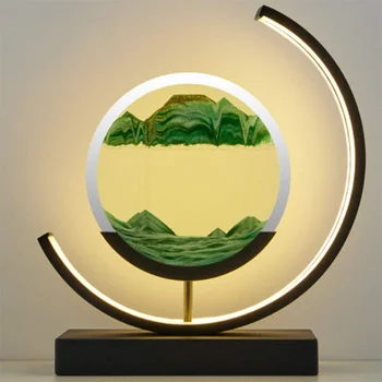 Пясъчен Часовник, Настолни Lmp Стъклени Огледално Творчески Lucky Light Бутон за Включване Настолни Лампи за Дневна Нови Домашни Подаръци Candeeiro