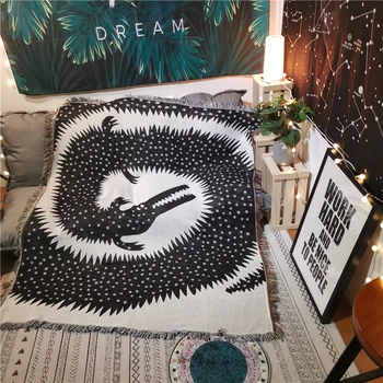Карикатура разтегателен одеяло абстрактен дракон настаняване в семейство оформление на свободното време корица хвърля самоличността на творчески вязаный нитяной одеяло гоблен