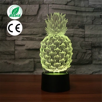 3D ананас Лампа 7 Цвята Новост ananas 3d ананас Светлини led нощна светлина, Захранван От Батерия USB Настолна Лампа Начало декор за спалня led